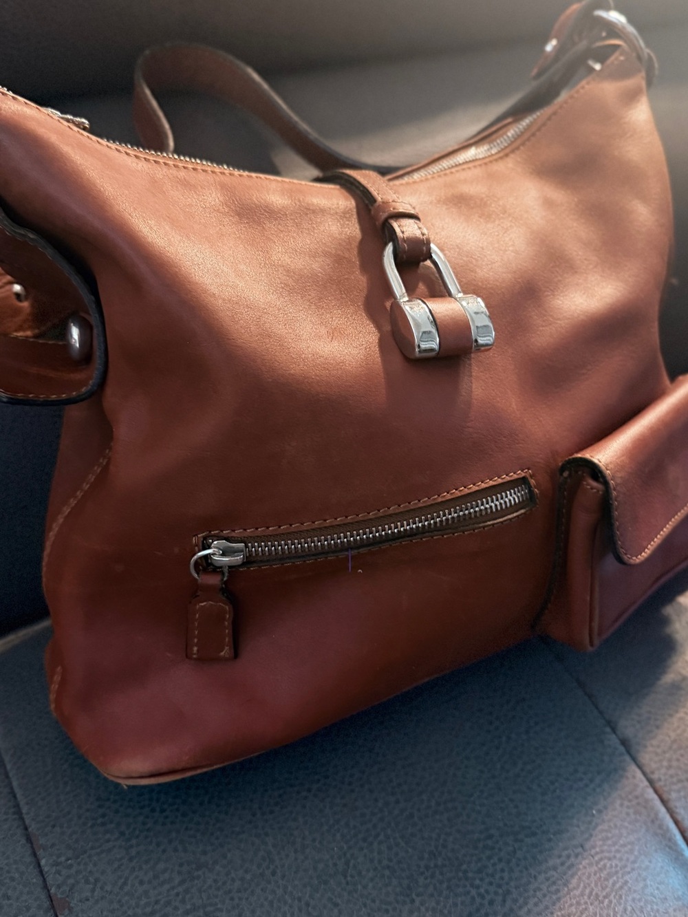 Made in Italy Classic Brown Leather Shoulder Bag - Women